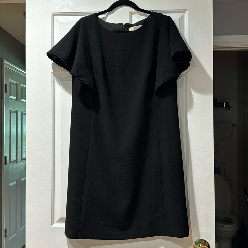 LOFT, Black short sleeve Dress, size 12, pit to pit 20 inches. Length 37”